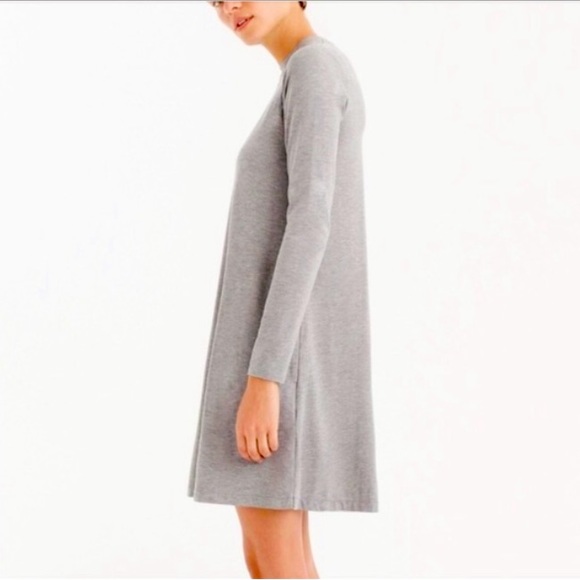 J.Crew Heather Gray Jersey Mock Neck Swing Dress with Side Pockets Size S - Picture 1 of 8